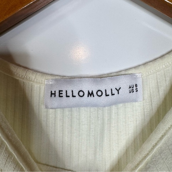 Hello Molly Cream Ribbed Cropped Tank Top Size Small - Picture 3 of 5